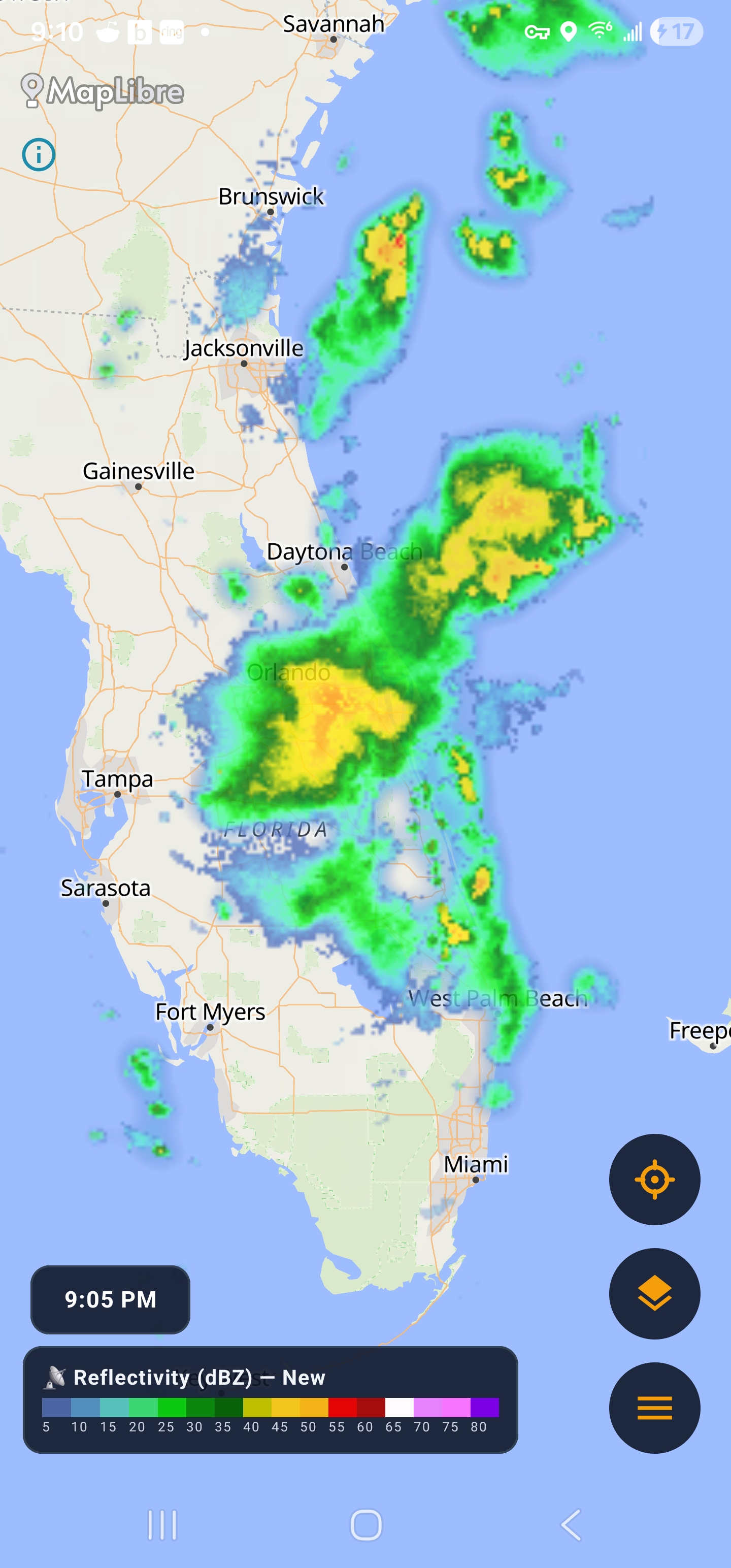 Liberty map style with radar over Florida